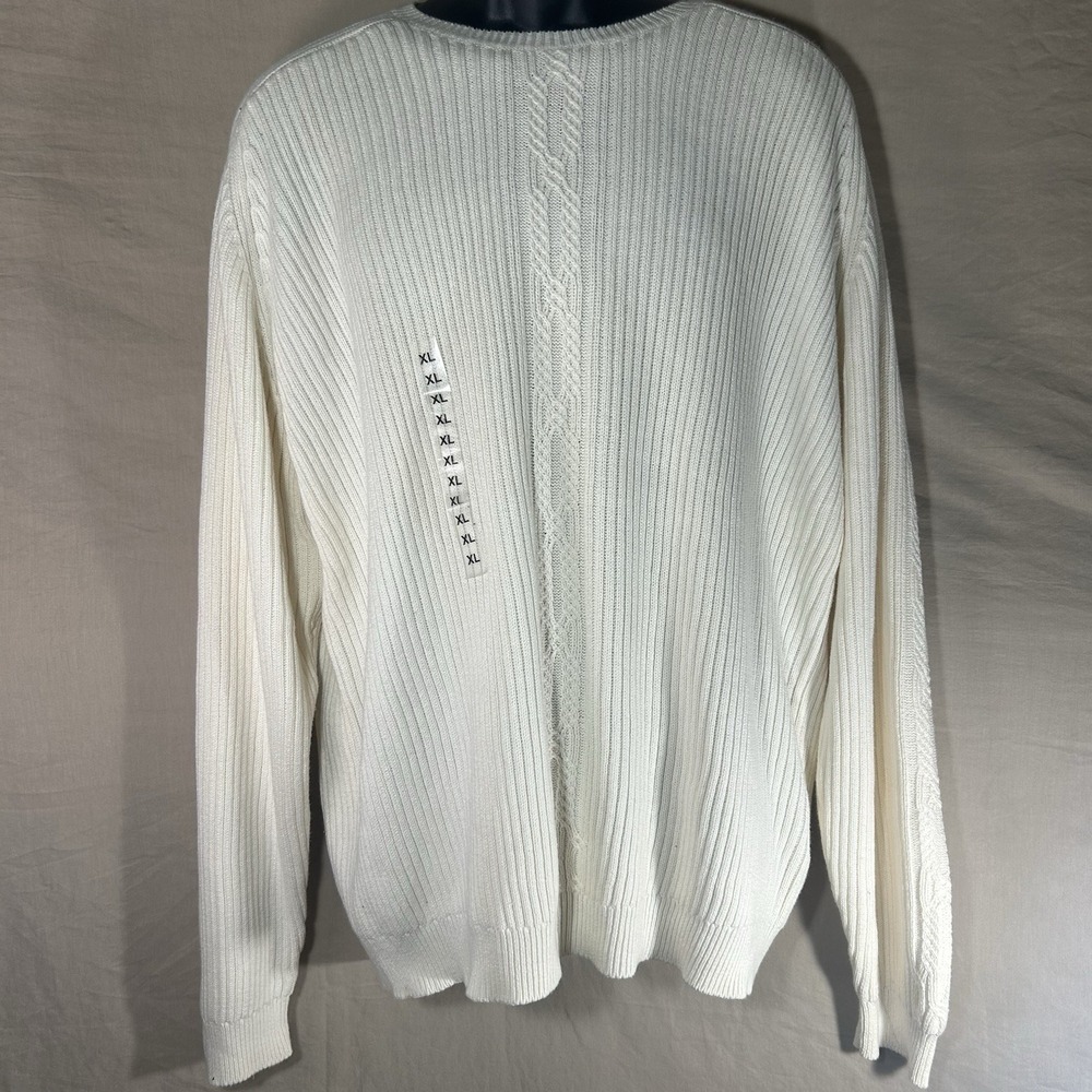 Nautica Mens XL Cream Cable Knit Sweater New Tags 100% Cotton Hong Kong VTG